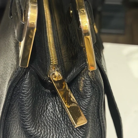 Michael Kors Collection Black Crocodile-Embossed Satchel - Picture 12 of 12